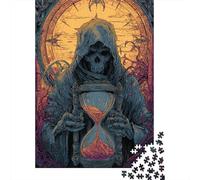 Time's End Grim Reaper Art Print Puzzle Adulte 1000 Pièces, 70x50cm/1000pcs, Idée Cadeau pour Un Anniversaire; Carton Blanc pour Une Manipulation Simple
