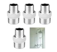 Times Mark Lot de 4 connecteurs de tuyau de douche en acier inoxydable, adaptateur fileté mâle vers femelle, raccords universels de 20 mm x 16 mm pour douche, bidet, évier et tuyau d'arrosage