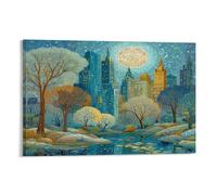 Times Square à New York Impression Sur Toile Central Park Style Art Nouveau Décoration Peinture Poster Mural Morden Affiche Decoration Pour Salon Chambre Restaurant Décorations 16x24inch(40x60cm)