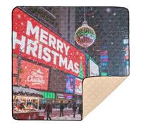 Times Square Papier peint de Noël sur le thème des États-Unis, grand tapis de gym et d'activités pour l'intérieur et l'extérieur, léger pour nouveau-nés, bébés, nourrissons, tout-petits, 127 x 127 cm
