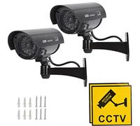 TIMESETL 2Pcs Caméra Fausse Caméra de Surveillance Caméra Factice avec LED Infrarouge Clignotante Rouge, Caméra Fausse Caméra de sécurité CCTV