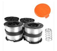 TIMESETL Bobines de Fil 8 pièces pour bobines de Coupe-Bordures Black & Decker, Fil en Nylon de 9 m ⌀1,6 mm de diamètre avec Couvercle de Bobine et Ressort