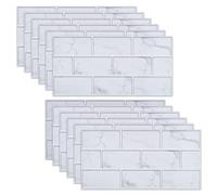TIMESETL Carrelage Adhesif Mural 12Pcs Stickers Carrelage 30x15cm Carrelage Autocollants, Deco Carrelage Adhesif Film Carrelage Imperméable pour Cuisine et Salle de Bain, Blanc
