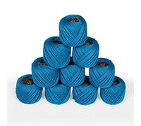 TIMESETL Lot de 10 pelotes de fil à crochet en coton pour tricot et loisirs créatifs Taille 20 g 55 à 60 m environ (bleu)