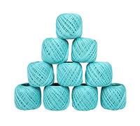 TIMESETL Lot de 10 pelotes de fil à crochet en coton, taille 20 g, 55 à 60 m environ (bleu clair, 230 g)