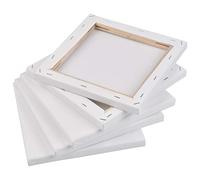 TIMESETL Toiles pré-étirées 20x20cm Lot de 5,Toile encadrée/Coton, Blanc - pour peinture acrylique, huile, gouache, tempera