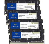 Timetec 64 Go KIT(4x16Go) DDR4 3200 MHz (PC4-3200AA) PC4-25600 SODIMM - Non-ECC sans Tampon, 260 Broches, 1,2 V CL22, Module de mémoire pour Ordinateur Portable, Mini-PC et Ordinateur Tout-en-Un.