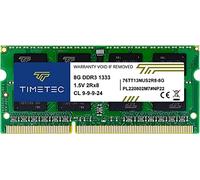 Timetec 8 Go DDR3/DDR3L 1333 MHz PC3-10600 Non-ECC Unbuffered 1,5 V/1,35 V CL9 2Rx8 Double Rank Basse Densité 204 Broches SODIMM RAM pour Ordinateur Portable