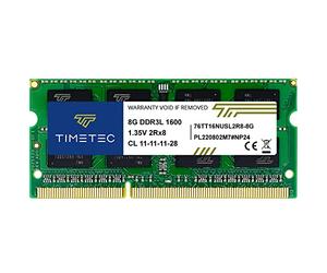 Timetec 8 Go DDR3L/DDR3 1600MHz PC3-12800 Non-ECC sans tampon 1.35 V/1.5 V CL11 2Rx8 double rang 204 broches SODIMM ordinateur portable ordinateur portable mémoire RAM Module mise à niveau