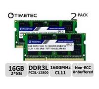 Timetec Hynix IC 16GB Kit (2x8GB) DDR3L 1600MHz PC3-12800 Unbuffered Non-ECC 1.35V CL11 2Rx8 Dual Rank 204 Pin SODIMM Ordinateur Portable Mémoire RAM Module Upgrade (16GB Kit (2x8GB))
