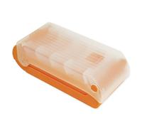 TimeTEX Boîte à fiches en plastique robuste, A8, semi-transparente avec couvercle rétractable, méthode d'apprentissage à 5 compartiments, 20 x 9 x 6,5 cm, couleur : orange