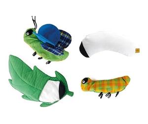 TimeTEX - Modèle de tissu « papillon », 3 pièces | Transformation de l'œuf en papillon de manière ludique | Composition : 100% coton issu du commerce équitable | Dimensions : env. 36 x 18,5 x 5 cm