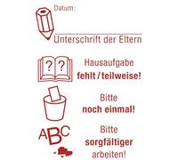 TimeTEX - Tampon sérigraphié « Perpetuum » 4 en 1 « Signature » | Tampon rechargeable pour enseignant pour l'école | 40 x 10 mm | Environ 5000 empreintes | Couleur du tampon : rouge