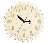 Timethink Horloge murale d'atelier de 38,1 cm avec cadran de lame de scie circulaire, marteau et aiguilles de scie, horloge murale de garage pour homme, grotte, magasin de bois, maris, atelier