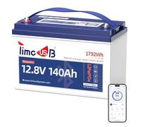 Timeusb Bluetooth Batterie Lithium 12V 140Ah avec Protection Basse Température,BMS Smart 150A,15000 Cycle Profond,1920W Batterie LiFePO4 pour Camping-Car,Bateau,Trolling Motor,Solaire et Hors Réseau