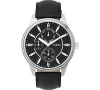 Timex Chicago Montre pour homme 45 mm en acier inoxydable 2 pièces à dégagement rapide cadran noir boîtier argenté