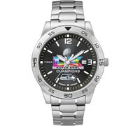 Timex Citation Montre pour Homme Super Bowl LX Champions Seattle Seahawks 42 mm - Bracelet d'extension en Acier Inoxydable Cadran Noir Boîtier en Acier Inoxydable