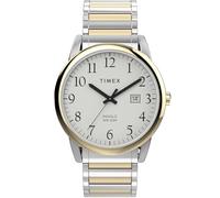Timex Easy Reader Montre pour hommes, 40 mm, bracelet extensible en acier inoxydable bicolore, cadran blanc, boîtier bicolore TW2W52100