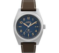 Timex Expedition Capstone Montre pour Homme 39 mm avec Cadran Bleu Marron et boîtier argenté