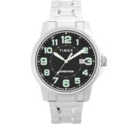 Timex Expedition Field Montre pour hommes, 40 mm, bracelet extensible en acier inoxydable, cadran noir, boîtier en acier IP TW4B31300