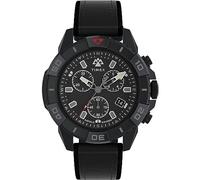 Timex Expedition North Chronograph Montre pour hommes, 42 mm, bracelet en cuir vegan noir, à ouverture rapide, en deux pièces, cadran noir, boîtier noir TW2W16000