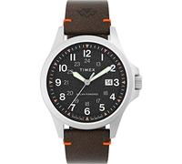 Timex Expedition North Montre pour hommes, 41 mm, bracelet marron écologique en deux parties, à ouverture rapide, cadran noir, boîtier en acier inoxydable TW2V64100