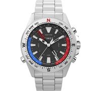 Timex Expedition North Montre pour hommes, 43 mm, bracelet en acier inoxydable, cadran noir, boîtier en acier inoxydable TW2V41800