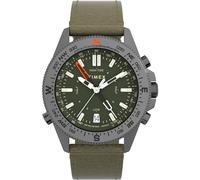 Timex Montre pour homme Expedition North Tide Temp Compass 43 mm - Bracelet marron cadran vert boîtier en métal