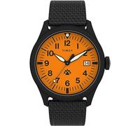 Timex Expedition North Montre pour hommes, 43 mm, bracelet marron écologique, en deux pièces, à ouverture rapide, cadran orange, boîtier marron TW2W23700
