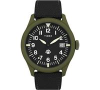 Timex Expedition North Montre pour hommes, 43 mm, bracelet noir en deux parties, à ouverture rapide, cadran noir, boîtier vert TW2W34400