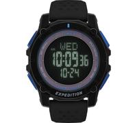 Timex Expedition Ridge Solar TW4B33900 Montre 49 mm pour Homme, avec Bracelet en Silicone Noir, Cadran à Affichage numérique négatif et boîtier en Polycarbonate et Fibres de Verre