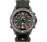 Timex Expedition Tide-Temp-Compass TW2W91100 Montre 43 mm pour Homme, avec Bracelet en Tissu Vert, Cadran Vert et boîtier en Acier Inoxydable