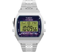 Timex Fortnite T80 Montre pour homme 36 mm Bracelet en acier inoxydable Cadran numérique Boîtier en acier inoxydable
