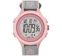 Timex Ironman Training Montre pour Femme 42 mm - Bracelet en Tissu élastique Gris Fastwrap, Cadran numérique, boîtier Rose, TW5M64200