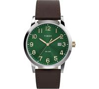 Timex Main Street Montre pour Homme 38 mm avec Bracelet Marron et Cadran Vert et boîtier argenté