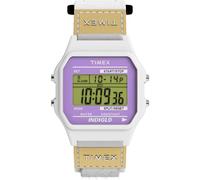 Timex Main Street Montre unisexe, 36 mm, bracelet en nylon blanc, cadran numérique, boîtier blanc TW2W72300