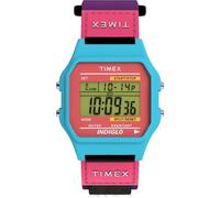 Timex Main Street Montre unisexe, 36 mm, bracelet en nylon violet, cadran numérique, boîtier bleu TW2W72400