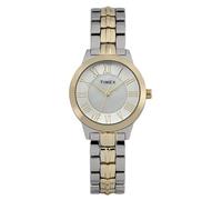 Timex Main Street TW2Y38300 Montre pour Femmes, 30 mm, Bracelet en Alliage Bicolore, Cadran argenté, boîtier Bicolore