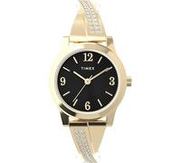 Timex Main Street TW2Y39200 Montre pour Femmes, 25 mm, Bracelet d'extension en Acier Inoxydable doré, Cadran Noir, boîtier doré