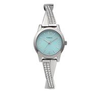 Timex Main Street TW2Y39400 Montre pour Femmes, 25 mm, Bracelet d’Extension argenté en Acier Inoxydable, Cadran Bleu et boîtier argenté