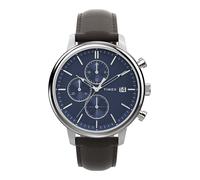 TIMEX Montre à affichage analogique 'Chicago' bleu marine / marron / argent, Taille One Size