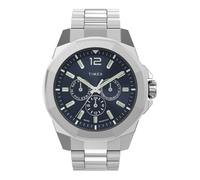 Timex Montre homme Essex Avenue TW2V43300 Multifonction Acier inoxydable Bleu/Argent