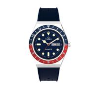 Timex Q Montre pour hommes, 38 mm, bracelet synthétique, en deux pièces, cadran bleu, boîtier en acier inoxydable TW2V32100