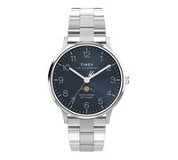 TIMEX Montre à affichage analogique 'Waterbury Classic Moon Phase' bleu / argent, Taille One Size