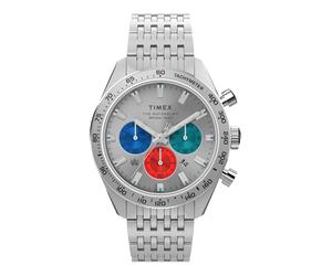 TIMEX Montre à affichage analogique ' Waterbury Heritage Collection ' bleu / rouge sang / argent, Taille One Size
