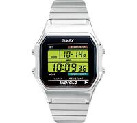 Timex Montre à Quartz Classique pour Homme avec Cadran LCD Affichage numérique et Bracelet en Acier Inoxydable, Argenté., Bracelet