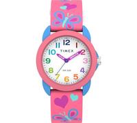 Timex Montre Adolescent Enfant 30mm Bracelet Rose Cadran Blanc Boîtier Bleu