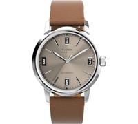 Timex Montre Homme Marlin – Acier argenté – Cadran brun – Cuir marron – Automatique 5 ATM