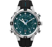 Timex Expedition North Montre pour Hommes, 45 mm, Bracelet Noir en Silicone, en Deux Parties, à Ouverture Rapide, Cadran Vert, boîtier en Acier Inoxydable TW2W24200