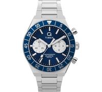 Timex Q Continental Chronograph TW2Y55900 Montre 40 mm pour Homme, avec Bracelet en Acier Inoxydable et Cadran Bleu